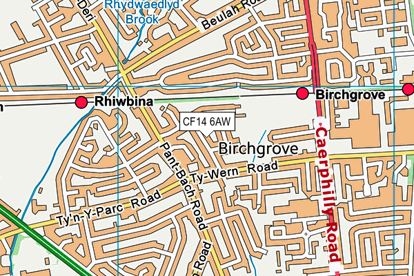 CF14 6AW map - OS VectorMap District (Ordnance Survey)