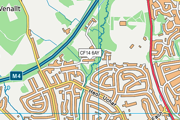 CF14 6AY map - OS VectorMap District (Ordnance Survey)