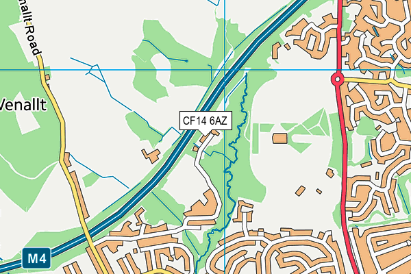 CF14 6AZ map - OS VectorMap District (Ordnance Survey)