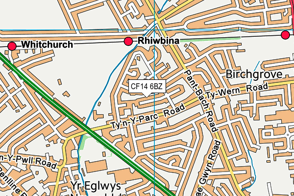 CF14 6BZ map - OS VectorMap District (Ordnance Survey)