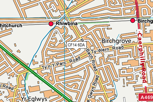 CF14 6DA map - OS VectorMap District (Ordnance Survey)