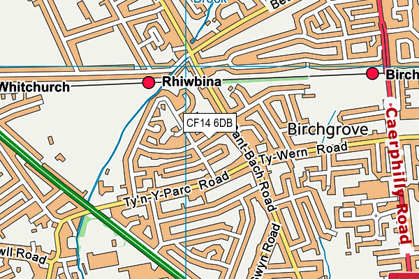 CF14 6DB map - OS VectorMap District (Ordnance Survey)