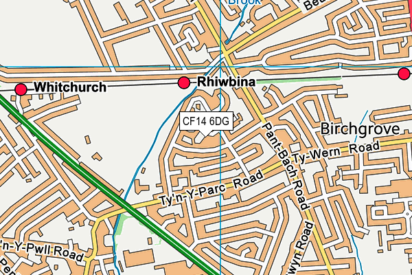 CF14 6DG map - OS VectorMap District (Ordnance Survey)