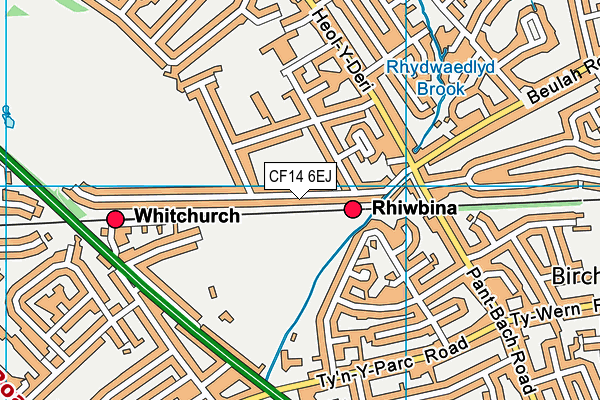 CF14 6EJ map - OS VectorMap District (Ordnance Survey)