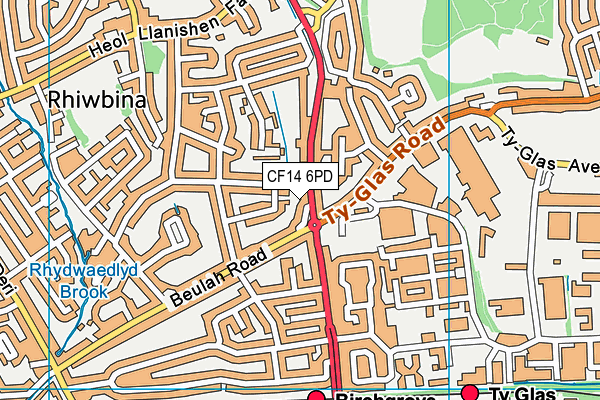 CF14 6PD map - OS VectorMap District (Ordnance Survey)