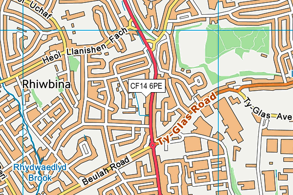 CF14 6PE map - OS VectorMap District (Ordnance Survey)