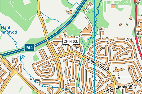 CF14 6SJ map - OS VectorMap District (Ordnance Survey)