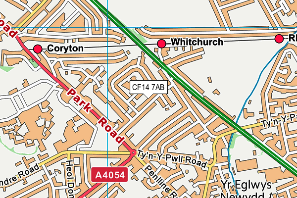 CF14 7AB map - OS VectorMap District (Ordnance Survey)