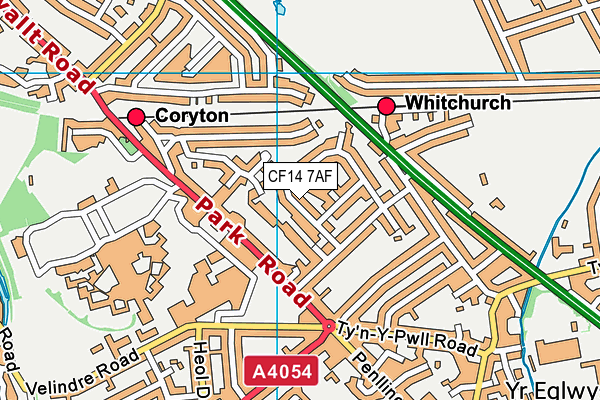 CF14 7AF map - OS VectorMap District (Ordnance Survey)