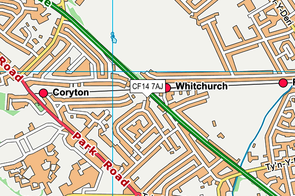 CF14 7AJ map - OS VectorMap District (Ordnance Survey)