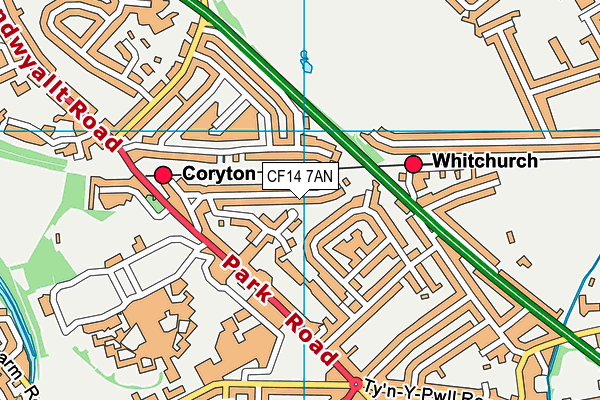 CF14 7AN map - OS VectorMap District (Ordnance Survey)