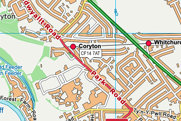 CF14 7AT map - OS VectorMap District (Ordnance Survey)