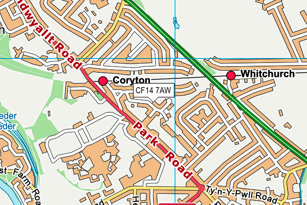 CF14 7AW map - OS VectorMap District (Ordnance Survey)