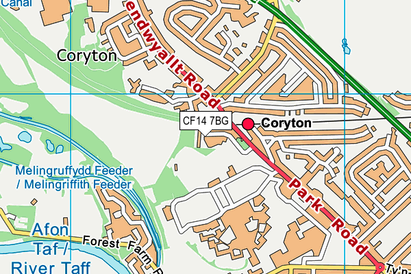 CF14 7BG map - OS VectorMap District (Ordnance Survey)