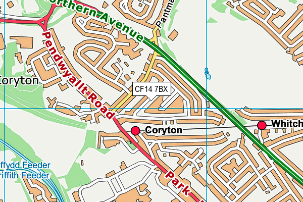 CF14 7BX map - OS VectorMap District (Ordnance Survey)