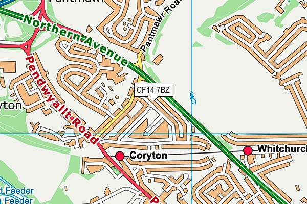 CF14 7BZ map - OS VectorMap District (Ordnance Survey)