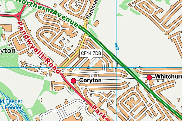 CF14 7DB map - OS VectorMap District (Ordnance Survey)