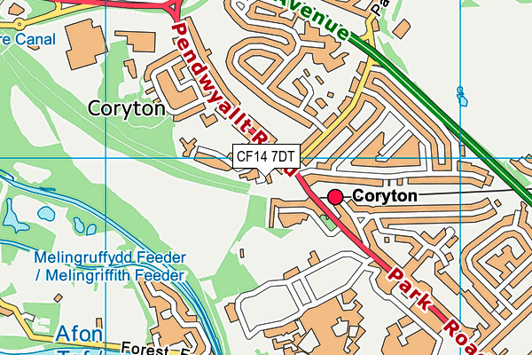 CF14 7DT map - OS VectorMap District (Ordnance Survey)