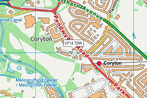 CF14 7DW map - OS VectorMap District (Ordnance Survey)