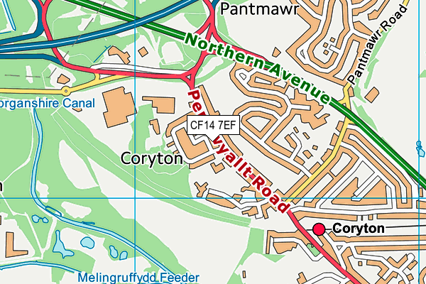 Ty Coryton map (CF14 7EF) - OS VectorMap District (Ordnance Survey)