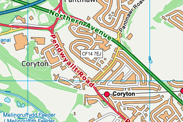 CF14 7EJ map - OS VectorMap District (Ordnance Survey)