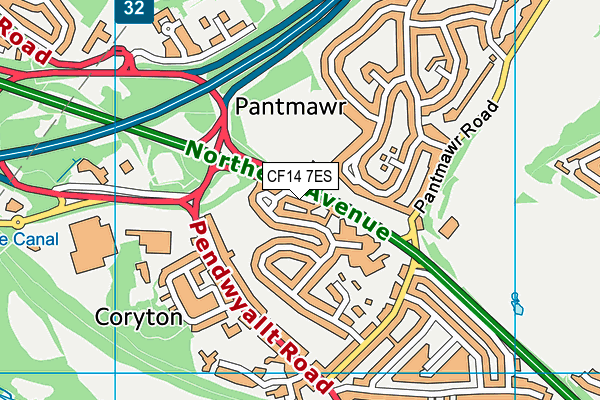 CF14 7ES map - OS VectorMap District (Ordnance Survey)