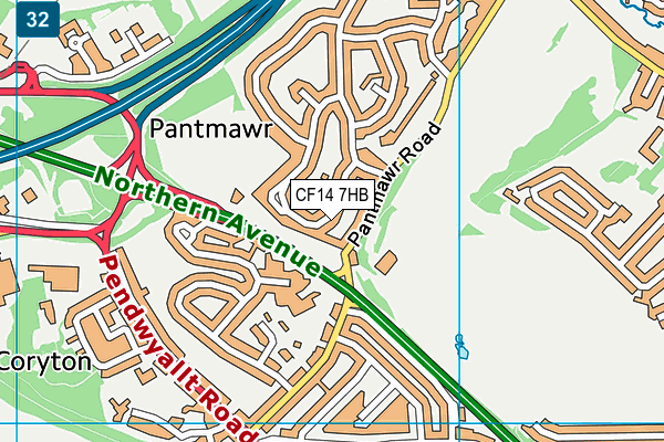 CF14 7HB map - OS VectorMap District (Ordnance Survey)