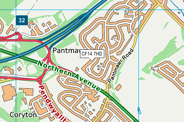 CF14 7HD map - OS VectorMap District (Ordnance Survey)