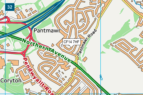 CF14 7HF map - OS VectorMap District (Ordnance Survey)