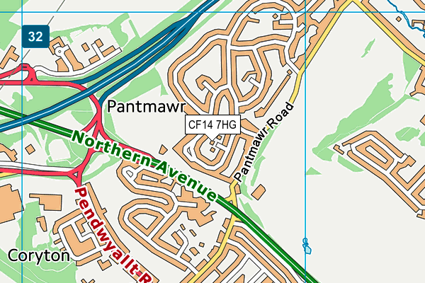 CF14 7HG map - OS VectorMap District (Ordnance Survey)