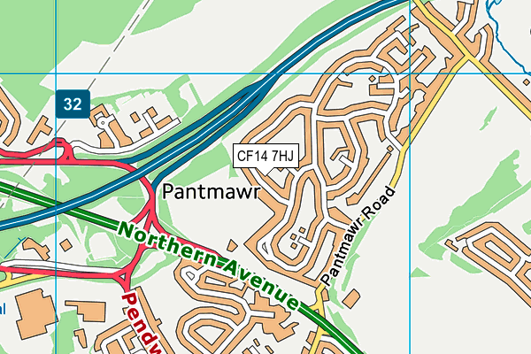 CF14 7HJ map - OS VectorMap District (Ordnance Survey)