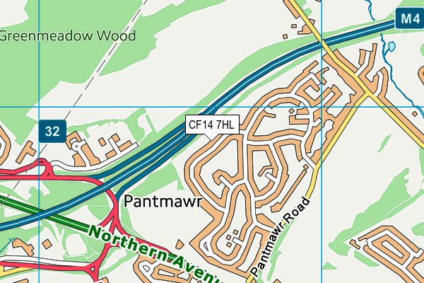 CF14 7HL map - OS VectorMap District (Ordnance Survey)