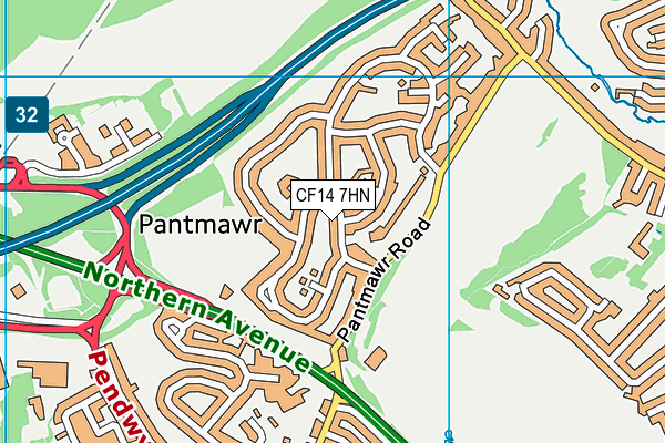 CF14 7HN map - OS VectorMap District (Ordnance Survey)