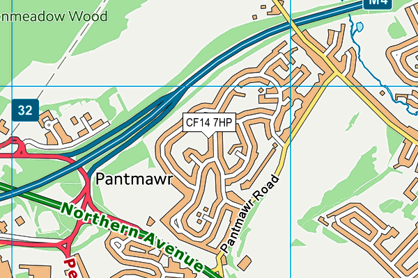 CF14 7HP map - OS VectorMap District (Ordnance Survey)