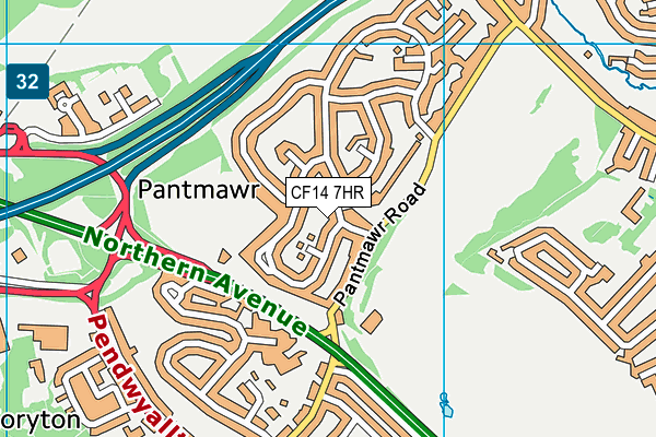 CF14 7HR map - OS VectorMap District (Ordnance Survey)