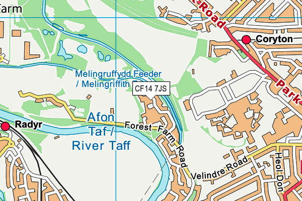 CF14 7JS map - OS VectorMap District (Ordnance Survey)