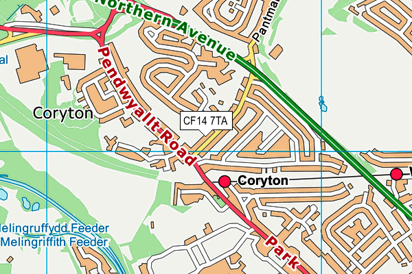 CF14 7TA map - OS VectorMap District (Ordnance Survey)