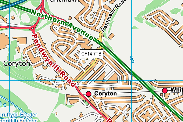 CF14 7TB map - OS VectorMap District (Ordnance Survey)