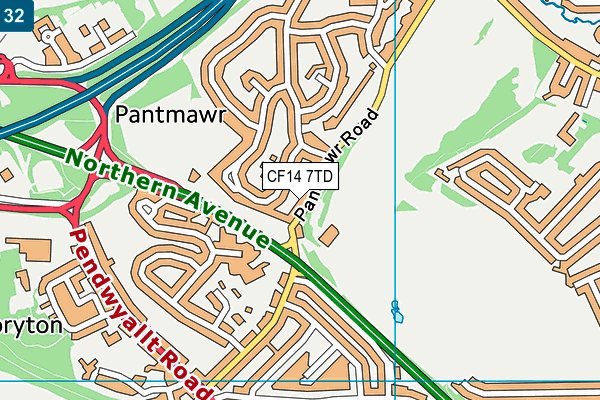 CF14 7TD map - OS VectorMap District (Ordnance Survey)