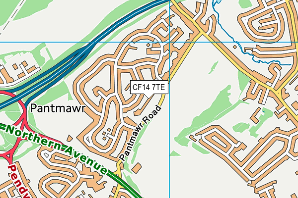 CF14 7TE map - OS VectorMap District (Ordnance Survey)