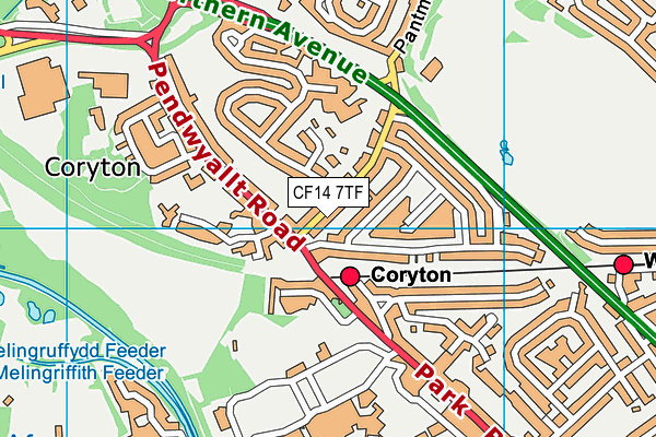 CF14 7TF map - OS VectorMap District (Ordnance Survey)