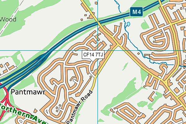 CF14 7TJ map - OS VectorMap District (Ordnance Survey)