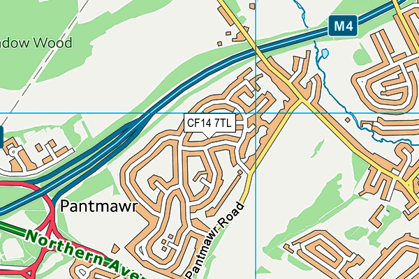 CF14 7TL map - OS VectorMap District (Ordnance Survey)