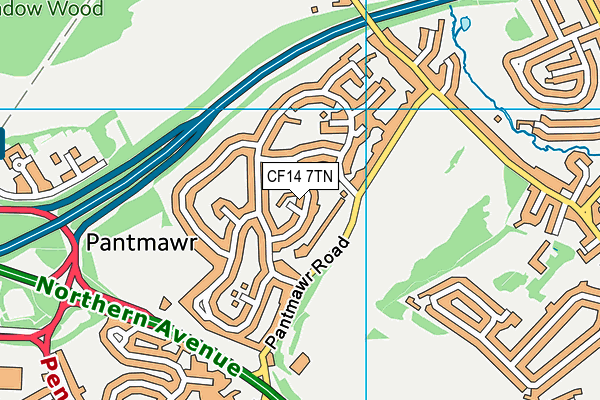 CF14 7TN map - OS VectorMap District (Ordnance Survey)