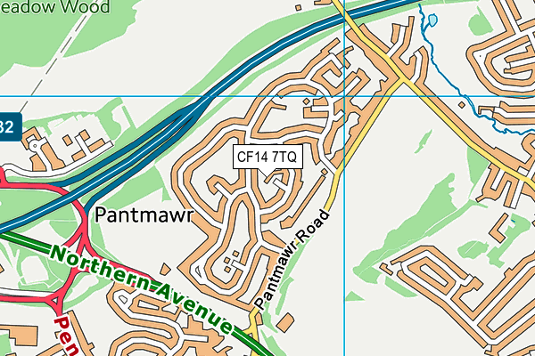 CF14 7TQ map - OS VectorMap District (Ordnance Survey)