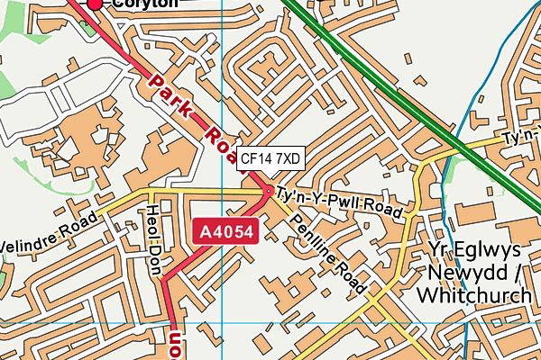 CF14 7XD map - OS VectorMap District (Ordnance Survey)