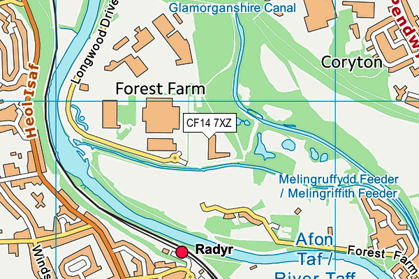 CF14 7XZ map - OS VectorMap District (Ordnance Survey)