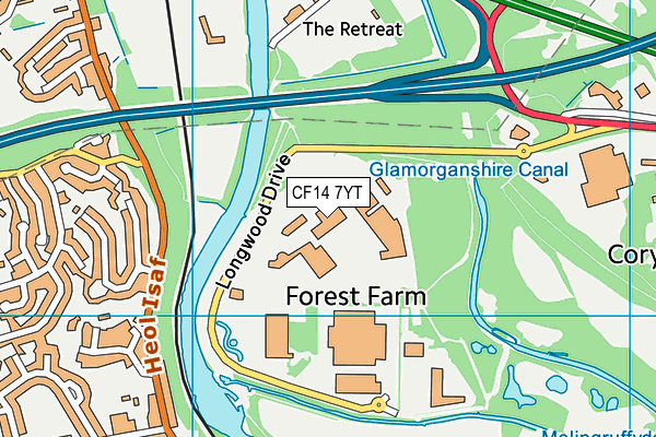 CF14 7YT map - OS VectorMap District (Ordnance Survey)