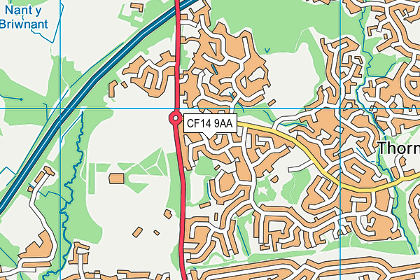 CF14 9AA map - OS VectorMap District (Ordnance Survey)