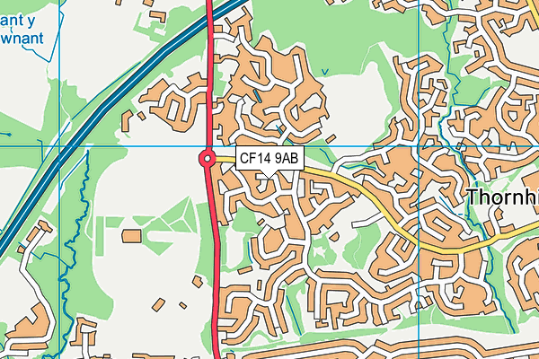 CF14 9AB map - OS VectorMap District (Ordnance Survey)